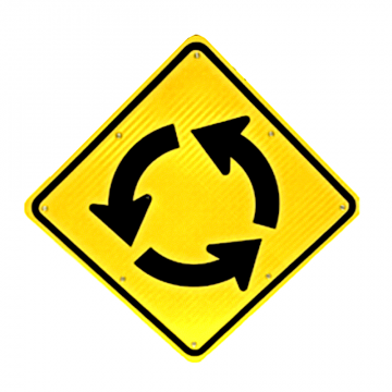 24" Solar Powered LED Flashing Roundabout Sign